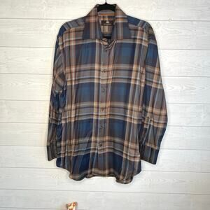Circle of Gentlemen plaid button front long sleeve dress shirt size 17x43